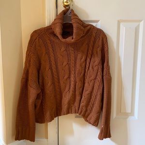 Cable Knit Cowl Turtleneck Sweater